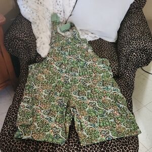 Playful Green Patterned Women’s Overalls Duluth.